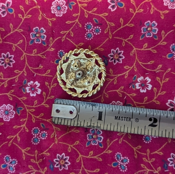 Vintage Estate Statement Earrings Amethyst Rhinestone Medallion Gold Tone MCM - Picture 5 of 5